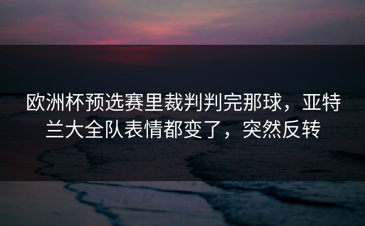 欧洲杯预选赛里裁判判完那球，亚特兰大全队表情都变了，突然反转