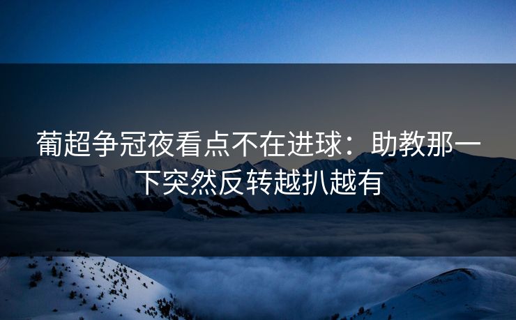 葡超争冠夜看点不在进球：助教那一下突然反转越扒越有