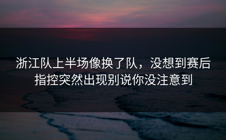 浙江队上半场像换了队,没想到赛后指控突然出现别说你没注意到 浙江队上半场像换了队,没想到赛后指控突然出现别说你没注意到