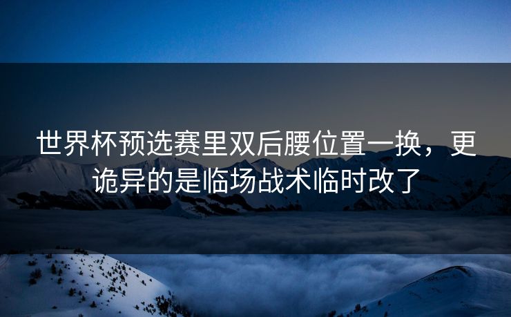 世界杯预选赛里双后腰位置一换，更诡异的是临场战术临时改了